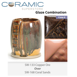 Copper Ore SW133 over Coral Sands SW168 Stoneware Combination Copper Ore SW133 over Coral Sands SW168 Stoneware Combination